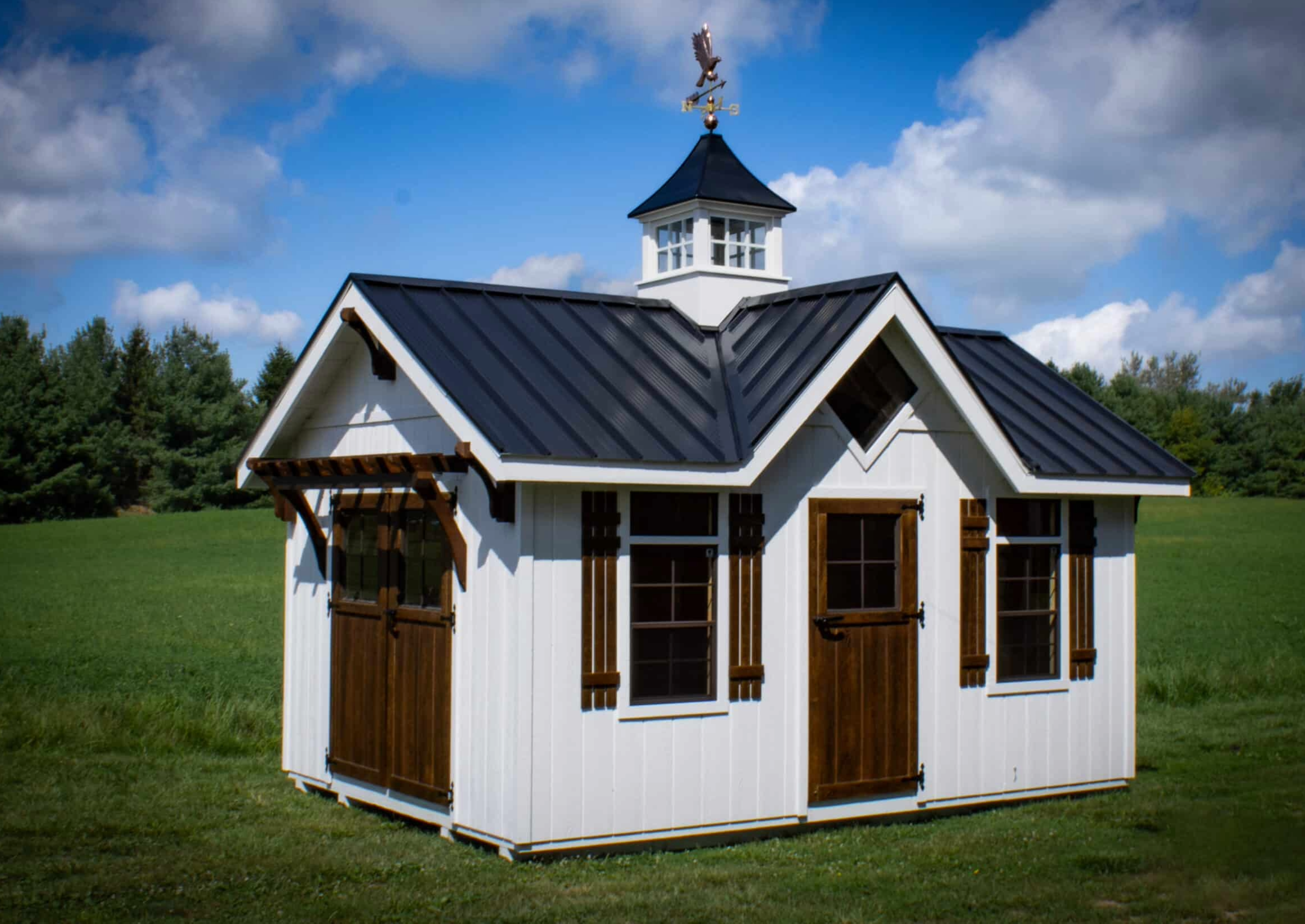 White Garden Shed in Yard