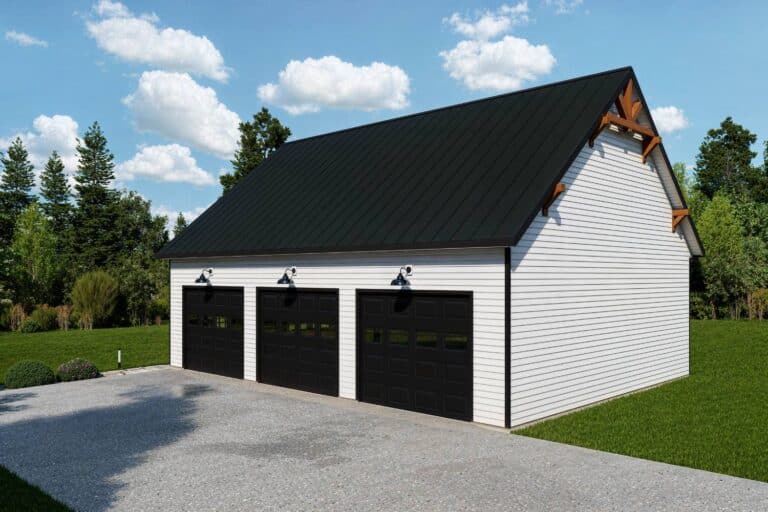 Three-car elite series garage in white and black