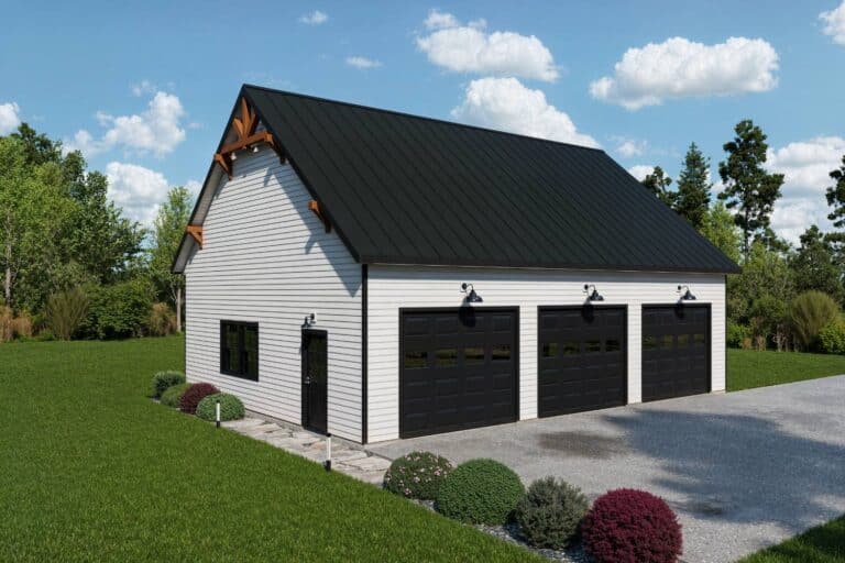 White three car elite series garage with view of side and side door and window