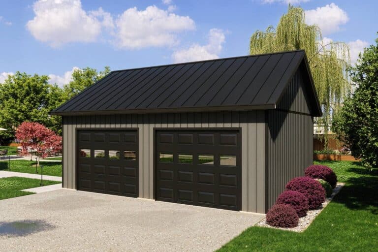Beige and gray two-car pro series garage
