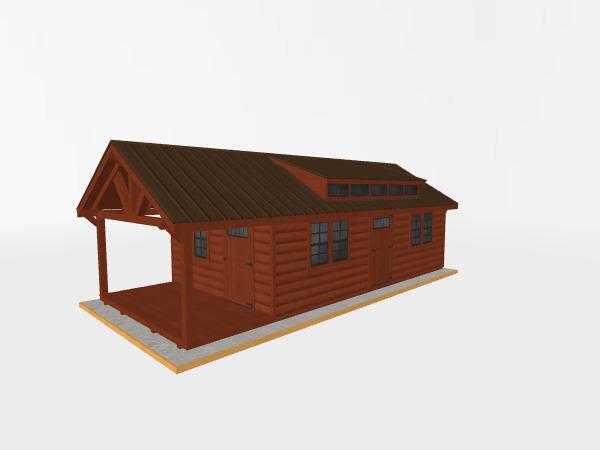 Gable Cabin Elite Log: 14' x 30'